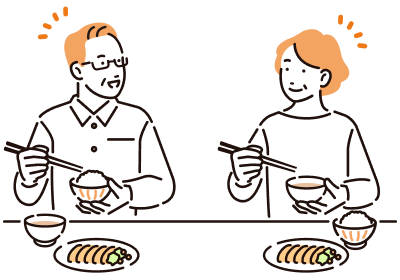 食事をする夫婦