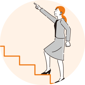階段を上る女性